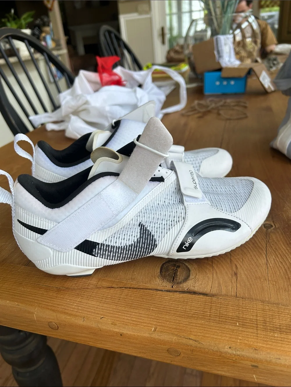 Nike White and Black Cycle Shoes